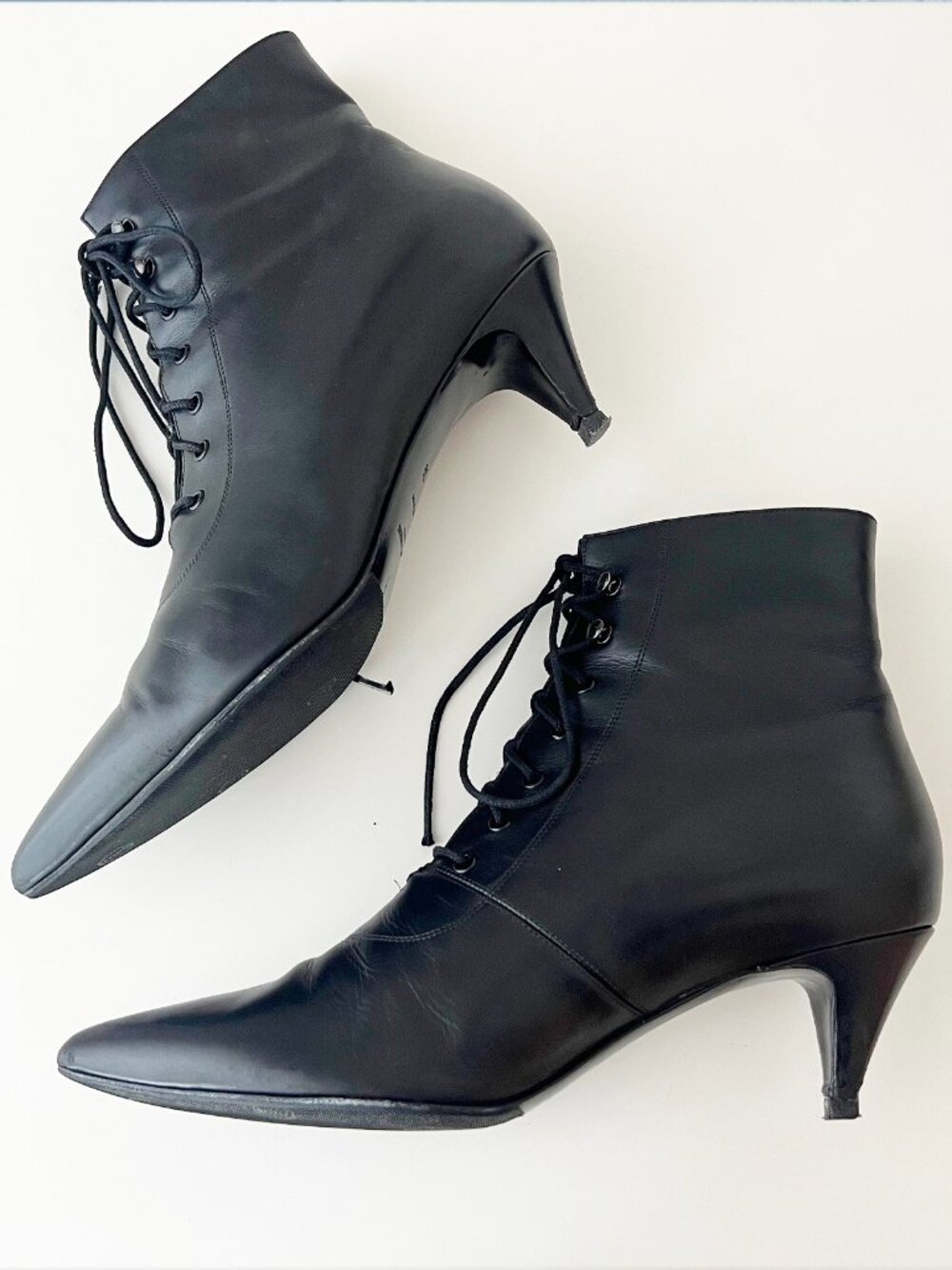 SAINT LAURENT Cat 50 Black Leather Lace-Up Ankle Boots – EU 39 / runs small - Picture 10 of 16